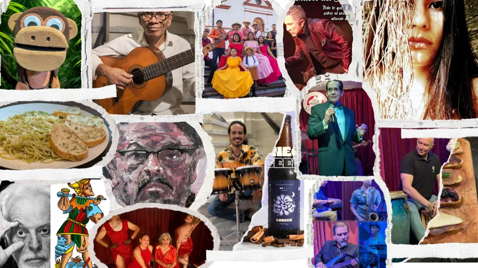 Collage de músicos, actores y bailarinas que se han presentado en el escenario de Cafété